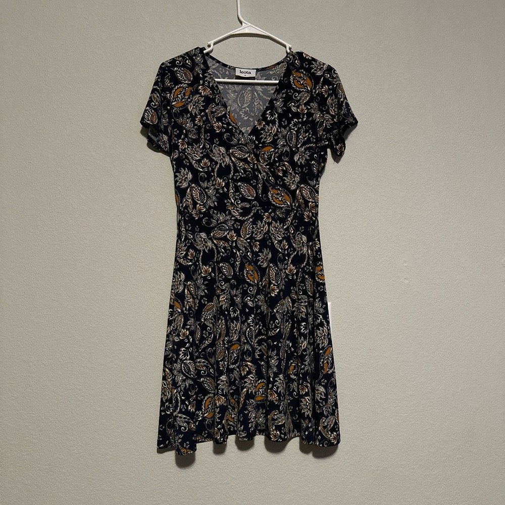 Leota Black and Brown Paisley Midi Dress